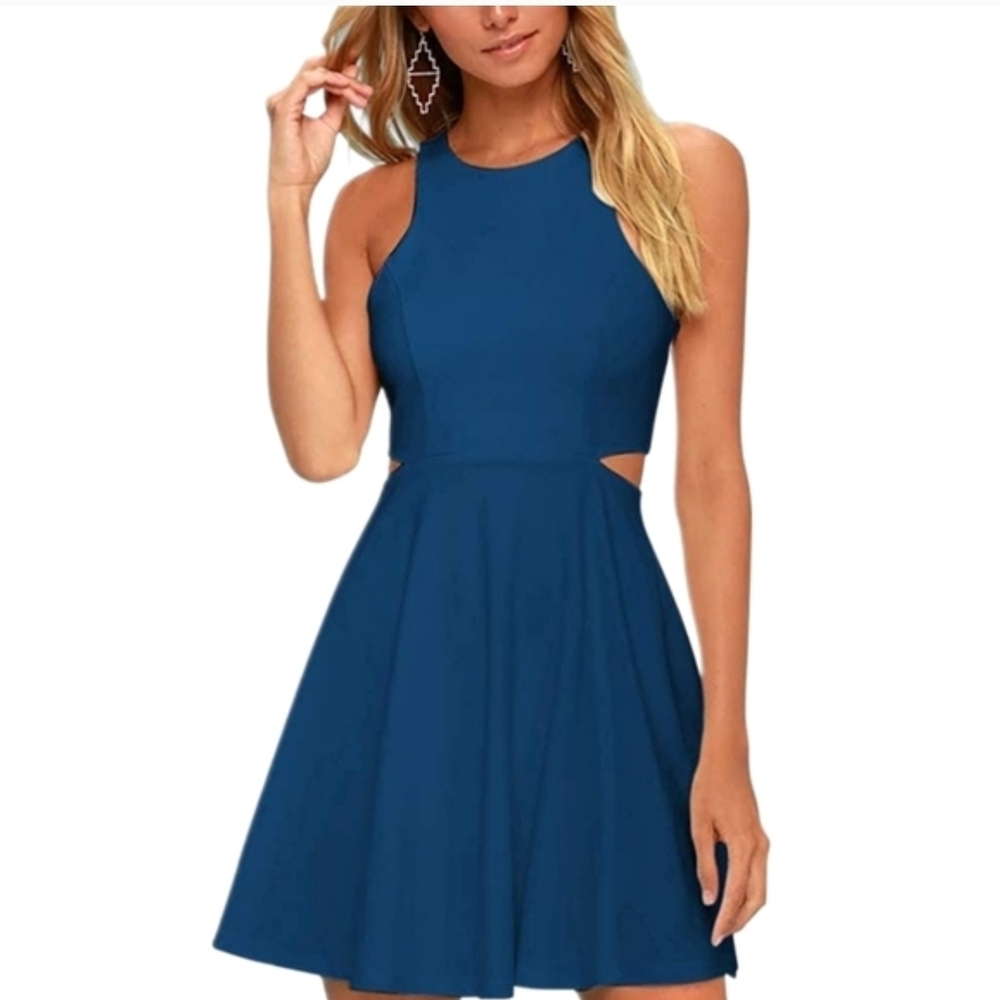 Belongsci Skater Dress with Cutouts